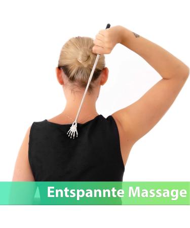 RASCADY Telescopic Back Scratcher - 58cm Extendable Back Crawler for Head & Back Massage - Comfortable Bone Hand - Black - Buy Online on GoSupps.com