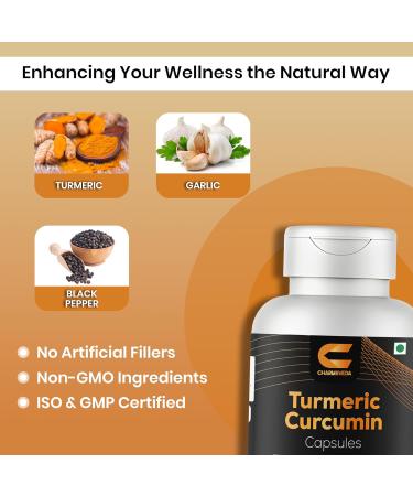 CHARMSVEDA Turmeric Curcumin Capsules with Garlic & Black Pepper Support Joint & Muscle Health* 60 Vegan Capsules - Buy Online on GoSupps.com