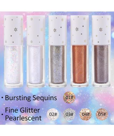 Erinde Liquid Glitter Eyeliner & Eyeshadow #02 White Diamond Pearl | Korean Makeup Tear Drop Shimmer Metallic | Long-Wearing Lightweight Water Texture with Loose Glitter Glue for Crystals - Perfect for Christmas - Buy Online on GoSupps.com