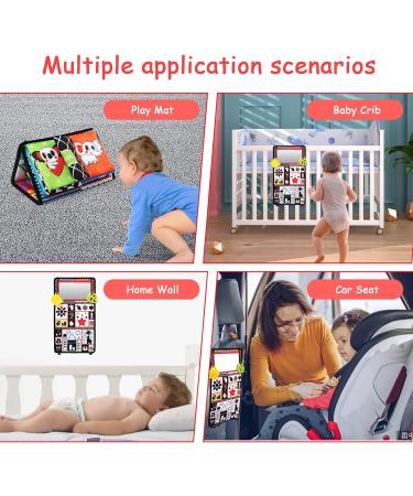 Bellestyle Baby Mirror Toys & Crackling Books - Educational Gifts for Newborns & Toddlers (0-9 Months) - Foldable Black & White Contrast Patterns - Buy Online on GoSupps.com