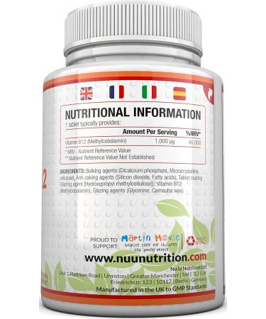 High Strength Vitamin B12 1000mcg Methylcobalamin - 180 Vegetarian Tablets - 6 Month Supply - Made in UK - Buy Online on GoSupps.com