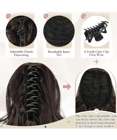 Sofeiyan 28cm Clip-In Ponytail Extension - Curly Wavy Dark Brown & Auburn Synthetic Hair for Women | Perfect for Gyms & Casual Styles - Buy Online on GoSupps.com
