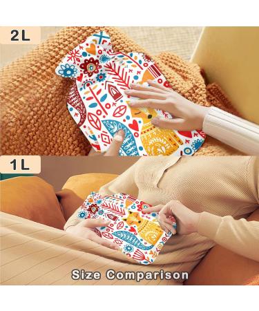 Buy Naanle Hot Water Bottle - Tribal Floral Fox Design | 2L Heat Bottle for Back Pain Relief & Cold Therapy - International Shipping - Buy Online on GoSupps.com