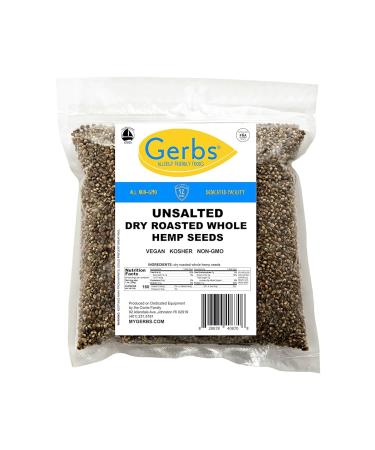 GERBS Roasted Unsalted Whole Hemp Seeds 4 LBS - THC-Free Keto & Paleo Superfood | High Magnesium Protein Fiber | Gluten Peanut Tree Nut Free - Resealable Bulk Bag - Buy Online on GoSupps.com