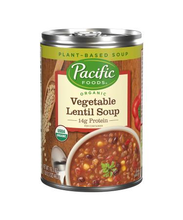 Pacific Foods Organic Vegetable Lentil Soup Vegan Soup 16.3 Oz Can Vegetable Lentil 1.01 Pound (Pack of 1)