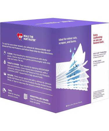 Band-Aid Brand Cushion Care Non-Stick Gauze Pads - 25 Individually-Wrapped Medium Pads - Buy Online on GoSupps.com