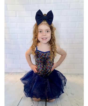 Zaclotre Little Girls Sequin Leotard | Sparkly Navy Ballet Tutu Dress for Kids 8-9 Years - Buy Online on GoSupps.com