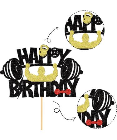 Blumomon 1Pc Glitter Gym Theme Birthday Cake Topper Weight Lifting Cake Decoration for Men Boy Weight Lifting Gym Fitness Themed Birthday Party Supplies Fitness-1 - Buy Online on GoSupps.com