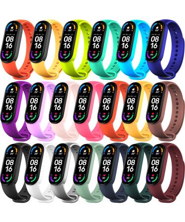 20 Pieces Strap Replacement Compatible with Xiaomi Mi Band 6 / Xiaomi Mi Band 5 / Amazfit Band 5, Bands for Xiaomi Mi Band 5 Bracelet Wristbands Accessories Silicone for Mi Fit 5 Straps (20 Colors)