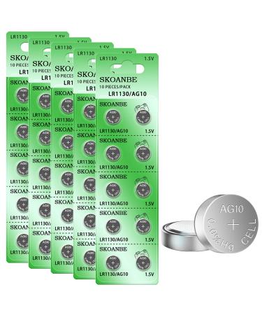 SKOANBE 50Pack LR54 AG10 LR1130 L1131F 389A Button Cell Batteries Replacement