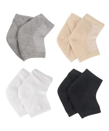 4 pairs silicone gel heel socks moisturizing heel socks cracked gel heels socks heels repair socks heel protection socks for dry hard torn skin (4 colors)