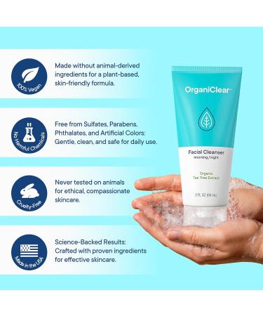 Facial Cleanser w/Organic Tea Tree & Salicylic Acid Gentle Daily Foaming Gel Face Wash for Deep Cleansing & Makeup Removal Unclogs Pores Eliminates Dirt & Oil - No Dryness (2 oz) 2 Fl Oz (Pack of 1) - Buy Online on GoSupps.com