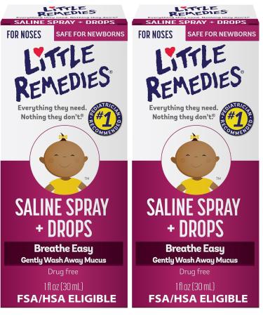 Little Remedies Noses Saline Spray Drops 1 Fl Oz (Pack of 2)