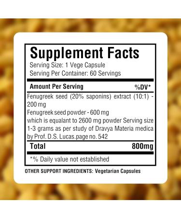 Herbsforever Fenugreek-Extra Strength(10:1) Extract Equiv.to 2600 mg Fruit Powder Per Serving-Healthy Lactation Digestion Hair & Skin |Carb Control Nutrients Rich|20% Saponins|60 VegCapsule|800mg - Buy Online on GoSupps.com