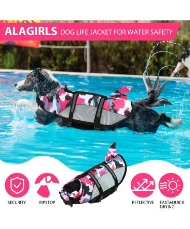 Alagirls Adjustable Dog Life Jacket - XXL Pink Camouflage | Perfect for Swimming & Boating | Rescue Handle Included - Buy Online on GoSupps.com