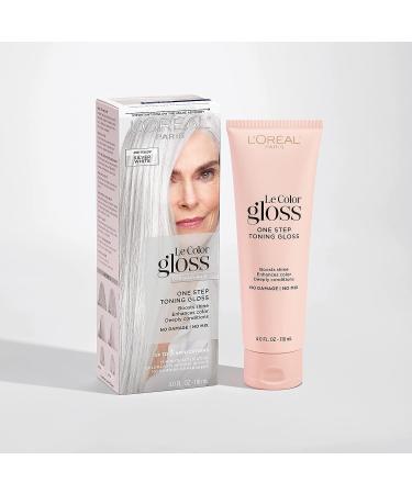 L'Oreal Paris Le Color Gloss Silver White Hair Toner 4 Fl Oz - Deep Conditioning Treatment for Gray Hair - 1 Step In-Shower Toning Gloss Kit - Buy Online on GoSupps.com