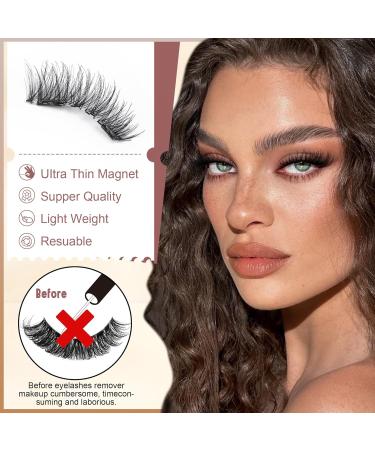 Buy WIWOSEO Reusable Magnetic Eyelashes - Dual Magnetic Lashes for a Natural Look | Glue-Free with Applicator | 2 Pairs B-15MM for Effortless Beauty - Buy Online on GoSupps.com