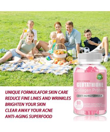 Glutathione Collagen Glow Gummies 60Pcs Beauty Collagen Gummies Skin Care Anti-Aging Organic Glow Beauty Collagen for Women Dark Spot - Buy Online on GoSupps.com