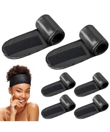 6 Packs Satin Spa Headband Silk Headband Adjustable Spa Hair Wrap Facial Headband Terry Cloth for Women Sleep Makeup Spa (Black) - Buy Online on GoSupps.com