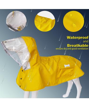 Small Yellow Waterproof Dog Raincoat with Adjustable Reflective Poncho Hood - Buy Online on GoSupps.com