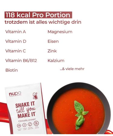 NUPO Diet Soup - Tomato | Low-Calorie Gluten-Free Meal Replacement | Protein-Rich Vitamin-Infused | 12 Portions for Weight Loss - Buy Online on GoSupps.com