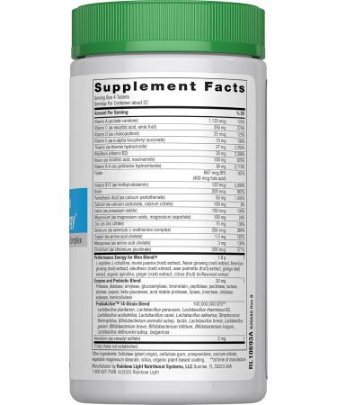 Rainbow Light Performance Energy Multivitamin for Men + | 90 Tablets | Real Food Nutrients | with Digestive Enzymes & Probiotics | Nitric Oxide Precursors - Buy Online on GoSupps.com