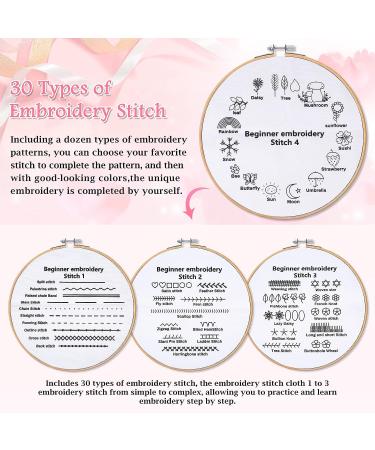 Embroidery Stitch Practice Kit - 4 Sets Beginners Starter Kit with 30 Stitches, Cloth, Hoop - Buy Online on GoSupps.com