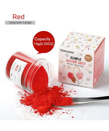 Red Edible Luster Dust 10g - Food Grade Tasteless Dessert Dust for Baking - Cherrysea Food Coloring Powder for Cupcakes, Cake Pops, Fondant, Chocolate, Candy - Buy Online on GoSupps.com