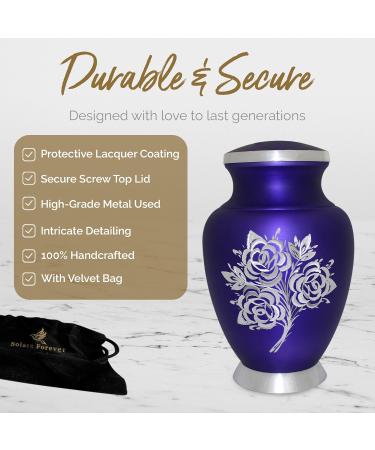 Purple Cremation Urn with Velvet Bag - Large Memorial Ashes Urn for Male & Female - Honour Your Loved One with this Rose Urn for Ashes - Buy Online on GoSupps.com