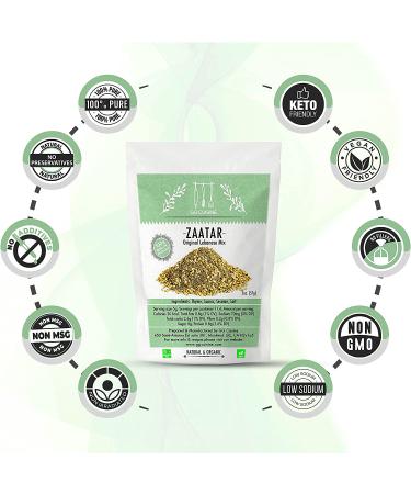 Premium Lebanese Zaatar Spice Blend with Toasted Sesame Seeds, Dried Thyme, and Sumac | Versatile Seasoning for Steak, Bagels, Dips | Low Sodium Organic Spices | 2oz Pack - Buy Online on GoSupps.com