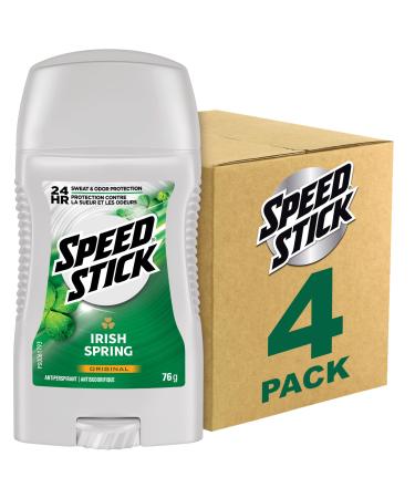 Speed Stick Men's Antiperspirant Deodorant Irish Spring Scented 3 Ounce 4 Pack 4 Count (Pack of 1) Irish Spring