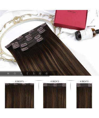 Buy Moresoo Clip-In Balayage Remy Hair Extensions - Darkest Brown & Medium Brown - 25 cm Human Hair for Effortless Style - Buy Online on GoSupps.com