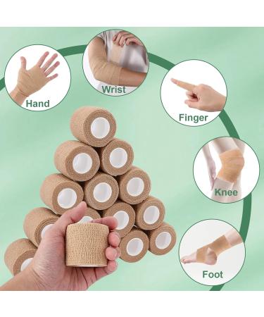 24 Pack Self Adhesive Bandage Wrap - 2 Inch x 5 Yards Cohesive Athletic Tape for Sports Vet Wrap & More - Buy Online on GoSupps.com