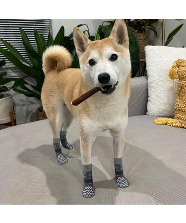 Expawlorer Non-Slip Dog Socks - 2 Pairs of Double-Sided Paw Protection for Hardwood Floors - Large Anthracite/Ash - Buy Online on GoSupps.com