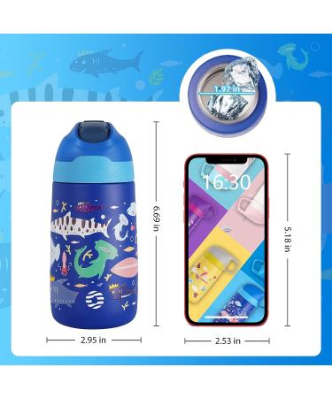 FEIJIAN Kids 12oz Insulated Water Bottle with Straw Lid - BPA-Free Stainless Steel Tumbler for Toddlers - Leak-Proof & Reusable - Ocean Blue - Buy Online on GoSupps.com