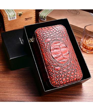 Leather Cigar Humidor Portable Travel Cigar Case with Humidifier and Classic Cedar Wood Finish - Buy Online on GoSupps.com