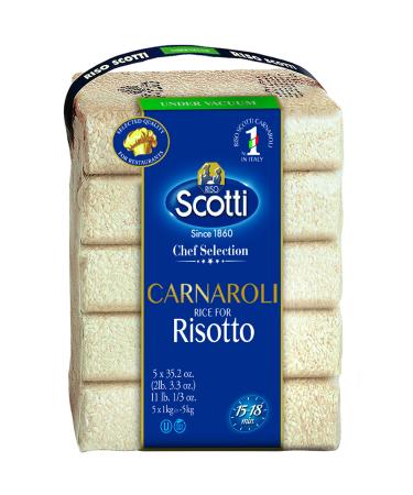 Carnaroli Rice for Risotto, 11 lbs (5x1 kg), Product of Italy, Chef Selection, Gluten Free, Non-GMO, Vacuumed Packed, Riso Scotti