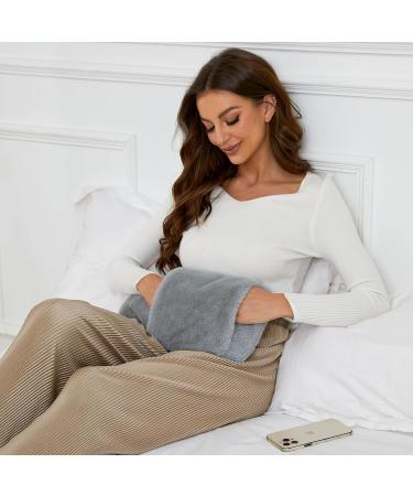 2L Large Hot Water Bottle with Soft Fleece Cover and Hand Pocket - Grey, for Pain Relief and Comfort - Buy Online on GoSupps.com