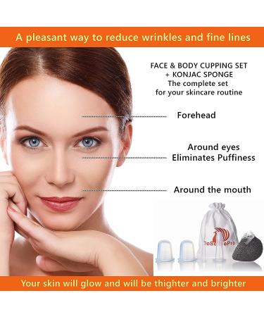 Facial Cupping Set for Face and Neck + Konjac Sponge - Anti Cellulite Therapy Set | DoSensePro - Buy Online on GoSupps.com