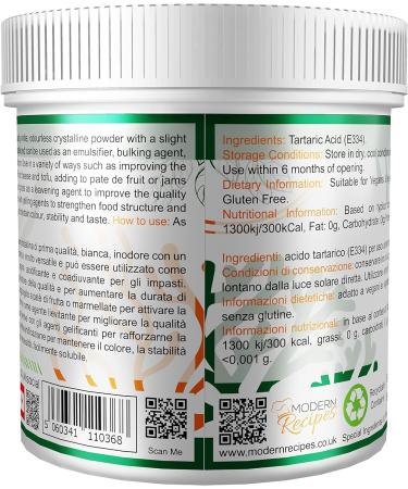 Special Ingredients Tartaric Acid Powder 250g - Premium Quality, Vegan, Non-GMO, Gluten Free - Recyclable Container - Buy Online on GoSupps.com
