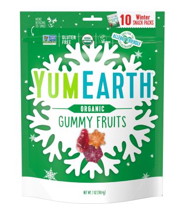 Yumearth Organics Holiday Fruit Gummies, Cherry/Peach/Strawberry, 0.7 Oz, Pack of 10