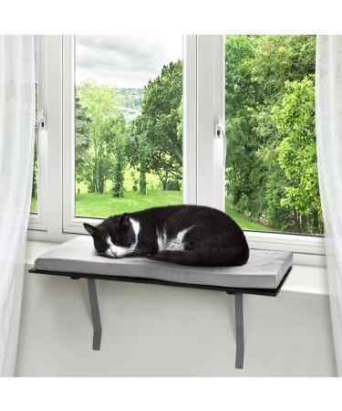 COZIWOW Cat Window Seat Wall Mount Perch House for Large Indoor Cats, Heavy Duty Cat Bed Shelves Furniture for Wall, Durable Steady Cat Accessories Grey2