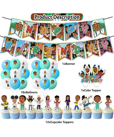 For Jools TV Cartoon Theme Birthday Party Pack: Banner Cake Topper Cupcake Toppers Balloons for Unforgettable Kids' Celebrations - Buy Online on GoSupps.com