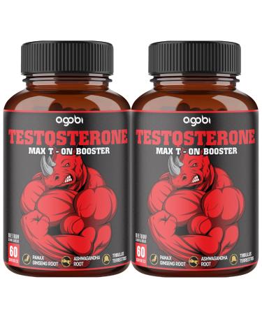 2 Packs 60 Capsules - Testosterone Booster for Men Muscle Build Energy & Endurance Support - 11 Herbs Combined with Ginseng Ashwagandha Tribulus & More