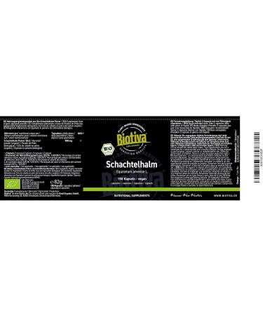 Horsetail organic 150 capsules - Fox Tail - Excellent quality - Equisetum arvense L. - Packaged and controlled in Germany - Biotiva - Buy Online on GoSupps.com