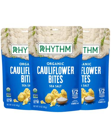 Rhythm Cauliflower Bites Sea Salt (Vegan, Paleo Friendly, Gluten-Free) Mission Nutrition Vegan Box (6 Pack)