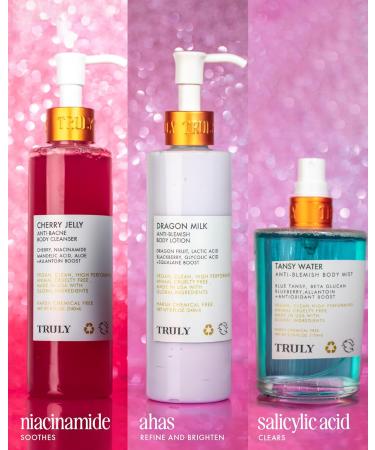 Truly Beauty Cherry Jelly Body Acne Wash - Soothing Niacinamide & Hydrating Allantoin Award-Winning Back Acne Treatment & Dark Spot Remover 8 Fl Oz - Buy Online on GoSupps.com