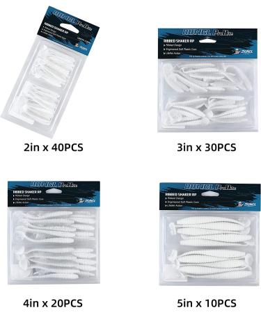RUNCL Swimbaits Paddle Tail Soft Plastic Bass Lure Baits - 20pcs, 4in White Pearl - ProBite Swimmer for Saltwater/Freshwater Fishing - Buy Online on GoSupps.com