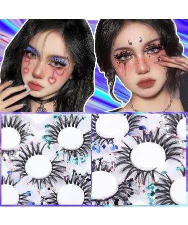 Glitter Lashes Christmas 5 Styles Mixed False Eyelashes - Dramatic Glitter Colored Faux Mink Strip Lashes Pack - Buy Online on GoSupps.com