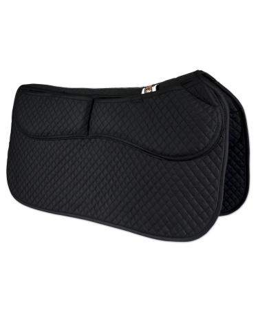 ECP All Purpose Diamond Quilted Therapeutic Contoured Correction Support Western Saddle Pad with Adjustable Memory Foam Black